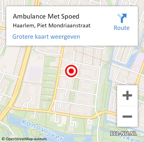 Locatie op kaart van de 112 melding: Ambulance Met Spoed Naar Haarlem, Piet Mondriaanstraat op 30 oktober 2024 14:13