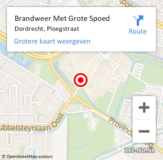 Locatie op kaart van de 112 melding: Brandweer Met Grote Spoed Naar Dordrecht, Ploegstraat op 30 oktober 2024 14:34