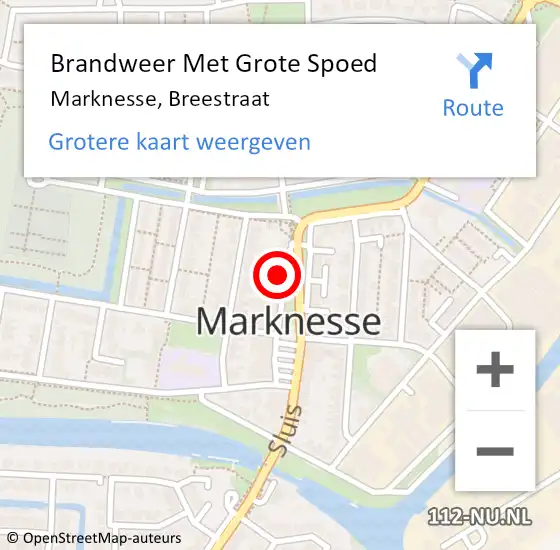 Locatie op kaart van de 112 melding: Brandweer Met Grote Spoed Naar Marknesse, Breestraat op 30 oktober 2024 14:40