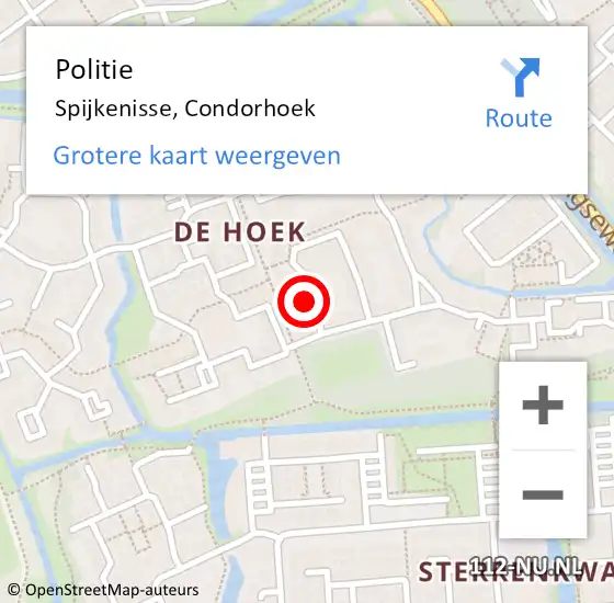 Locatie op kaart van de 112 melding: Politie Spijkenisse, Condorhoek op 30 oktober 2024 15:06