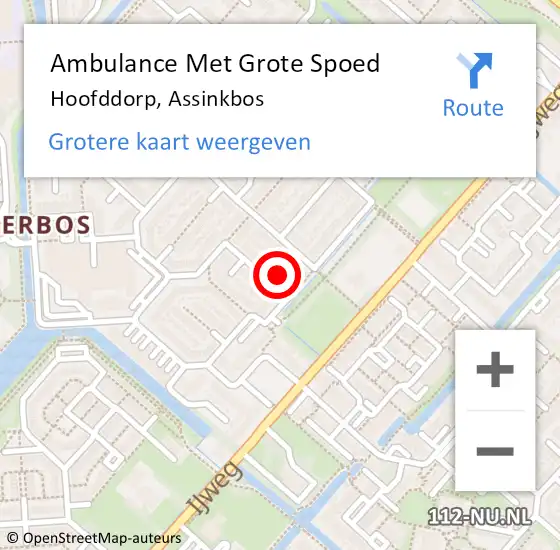 Locatie op kaart van de 112 melding: Ambulance Met Grote Spoed Naar Hoofddorp, Assinkbos op 30 oktober 2024 15:09