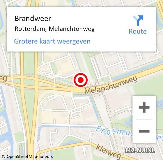 Locatie op kaart van de 112 melding: Brandweer Rotterdam, Melanchtonweg op 30 oktober 2024 15:11