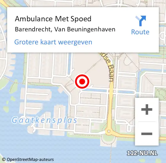 Locatie op kaart van de 112 melding: Ambulance Met Spoed Naar Barendrecht, Van Beuningenhaven op 30 oktober 2024 15:14