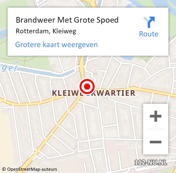 Locatie op kaart van de 112 melding: Brandweer Met Grote Spoed Naar Rotterdam, Kleiweg op 30 oktober 2024 15:17