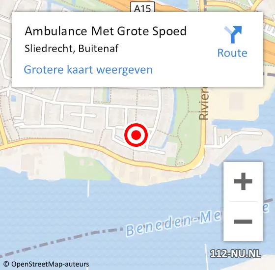 Locatie op kaart van de 112 melding: Ambulance Met Grote Spoed Naar Sliedrecht, Buitenaf op 30 oktober 2024 15:21