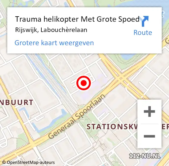 Locatie op kaart van de 112 melding: Trauma helikopter Met Grote Spoed Naar Rijswijk, Labouchèrelaan op 30 oktober 2024 15:35