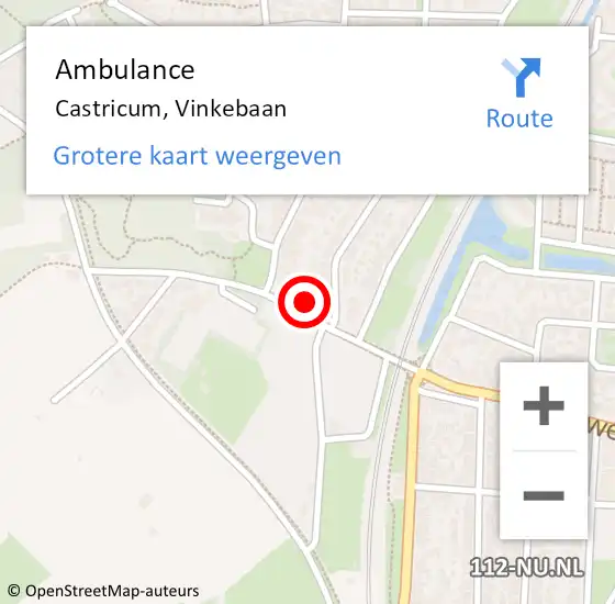 Locatie op kaart van de 112 melding: Ambulance Castricum, Vinkebaan op 30 oktober 2024 15:36