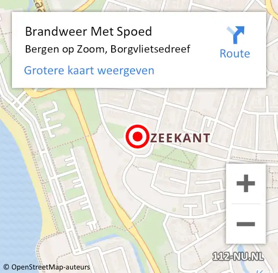 Locatie op kaart van de 112 melding: Brandweer Met Spoed Naar Bergen op Zoom, Borgvlietsedreef op 30 oktober 2024 15:42