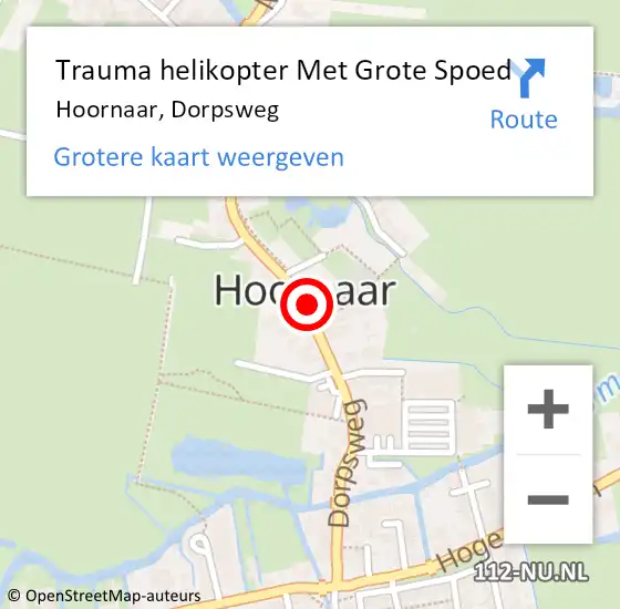 Locatie op kaart van de 112 melding: Trauma helikopter Met Grote Spoed Naar Hoornaar, Dorpsweg op 30 oktober 2024 15:47