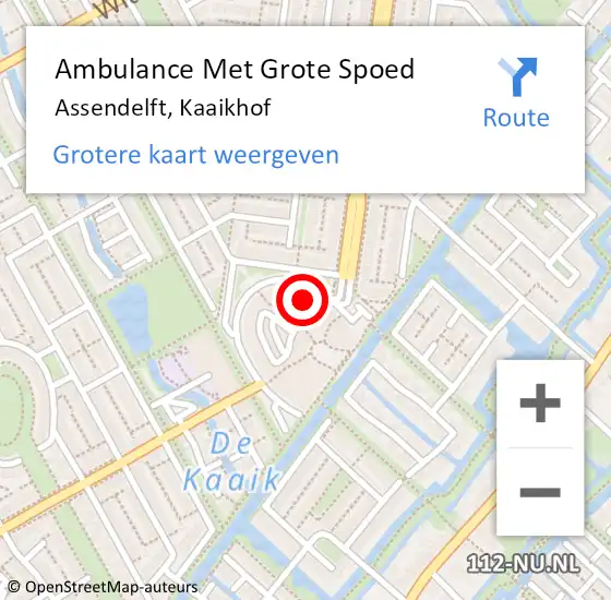 Locatie op kaart van de 112 melding: Ambulance Met Grote Spoed Naar Assendelft, Kaaikhof op 30 oktober 2024 15:54