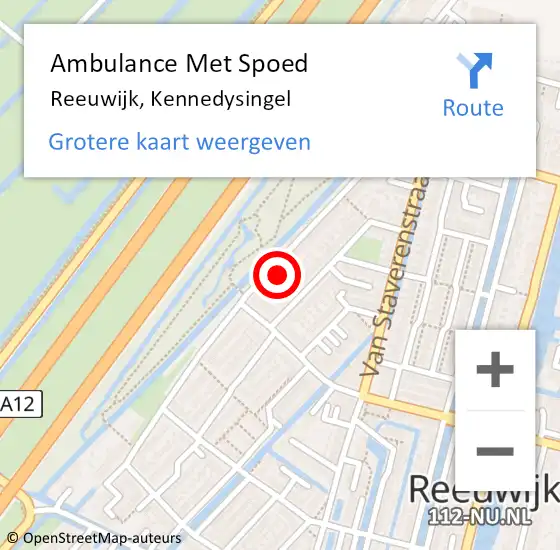 Locatie op kaart van de 112 melding: Ambulance Met Spoed Naar Reeuwijk, Kennedysingel op 30 oktober 2024 15:55