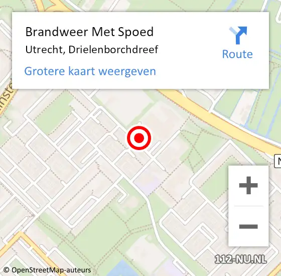 Locatie op kaart van de 112 melding: Brandweer Met Spoed Naar Utrecht, Drielenborchdreef op 30 oktober 2024 15:55