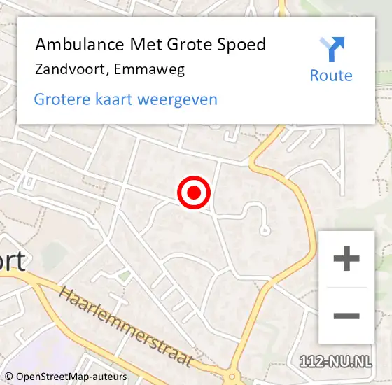 Locatie op kaart van de 112 melding: Ambulance Met Grote Spoed Naar Zandvoort, Emmaweg op 30 oktober 2024 16:02