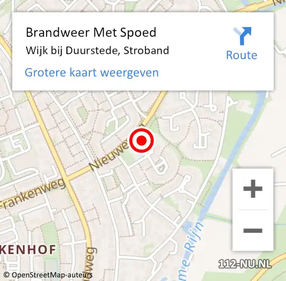 Locatie op kaart van de 112 melding: Brandweer Met Spoed Naar Wijk bij Duurstede, Stroband op 30 oktober 2024 16:05