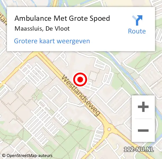 Locatie op kaart van de 112 melding: Ambulance Met Grote Spoed Naar Maassluis, De Vloot op 30 oktober 2024 16:23