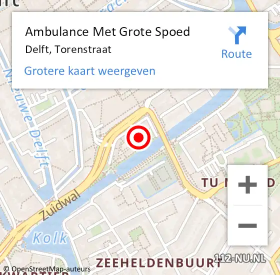 Locatie op kaart van de 112 melding: Ambulance Met Grote Spoed Naar Den Haag, Torenstraat op 30 oktober 2024 16:26