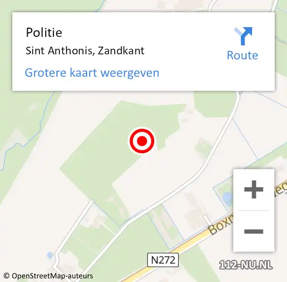 Locatie op kaart van de 112 melding: Politie Sint Anthonis, Zandkant op 30 oktober 2024 16:31