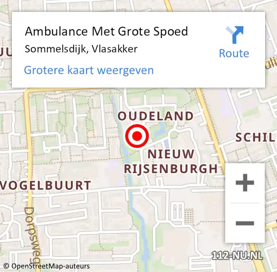 Locatie op kaart van de 112 melding: Ambulance Met Grote Spoed Naar Sommelsdijk, Vlasakker op 30 oktober 2024 16:35