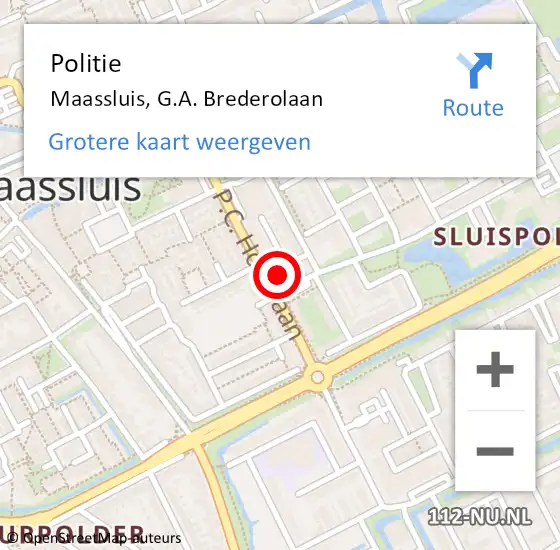 Locatie op kaart van de 112 melding: Politie Maassluis, G.A. Brederolaan op 30 oktober 2024 16:42