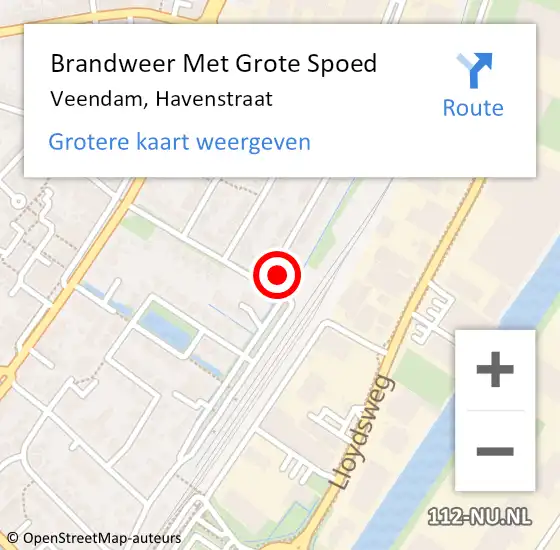 Locatie op kaart van de 112 melding: Brandweer Met Grote Spoed Naar Veendam, Havenstraat op 30 oktober 2024 17:10