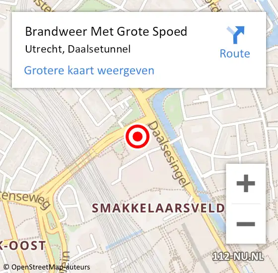 Locatie op kaart van de 112 melding: Brandweer Met Grote Spoed Naar Utrecht, Daalsetunnel op 30 oktober 2024 17:12