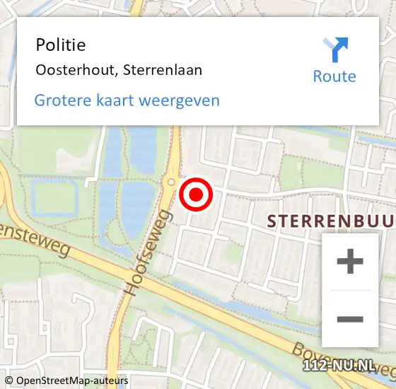 Locatie op kaart van de 112 melding: Politie Oosterhout, Sterrenlaan op 30 oktober 2024 17:15