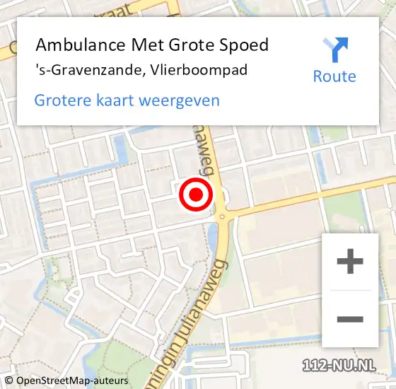 Locatie op kaart van de 112 melding: Ambulance Met Grote Spoed Naar 's-Gravenzande, Vlierboompad op 30 oktober 2024 17:34