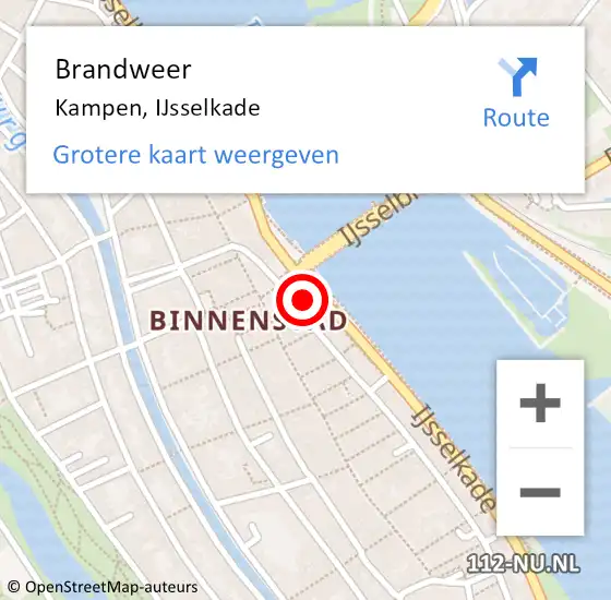 Locatie op kaart van de 112 melding: Brandweer Kampen, IJsselkade op 30 oktober 2024 17:35