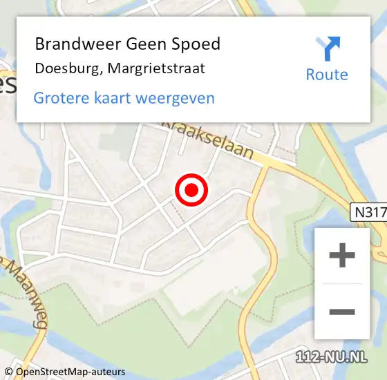 Locatie op kaart van de 112 melding: Brandweer Geen Spoed Naar Doesburg, Margrietstraat op 30 oktober 2024 17:37