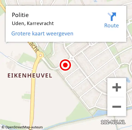 Locatie op kaart van de 112 melding: Politie Uden, Karrevracht op 30 oktober 2024 17:38