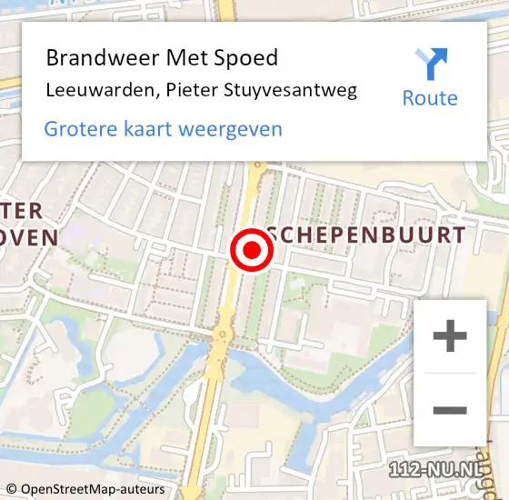 Locatie op kaart van de 112 melding: Brandweer Met Spoed Naar Leeuwarden, Pieter Stuyvesantweg op 30 oktober 2024 18:06