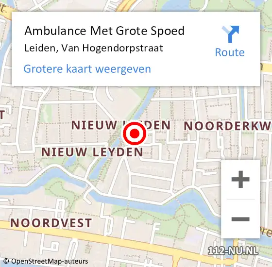 Locatie op kaart van de 112 melding: Ambulance Met Grote Spoed Naar Moerkapelle, Van Hogendorpstraat op 30 oktober 2024 18:10