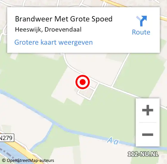 Locatie op kaart van de 112 melding: Brandweer Met Grote Spoed Naar Heeswijk, Droevendaal op 30 oktober 2024 18:33