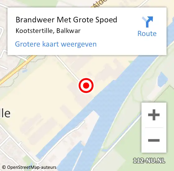 Locatie op kaart van de 112 melding: Brandweer Met Grote Spoed Naar Kootstertille, Balkwar op 25 oktober 2014 10:27