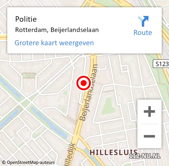 Locatie op kaart van de 112 melding: Politie Rotterdam, Beijerlandselaan op 30 oktober 2024 18:36