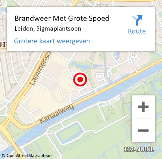 Locatie op kaart van de 112 melding: Brandweer Met Grote Spoed Naar Leiden, Sigmaplantsoen op 30 oktober 2024 19:01