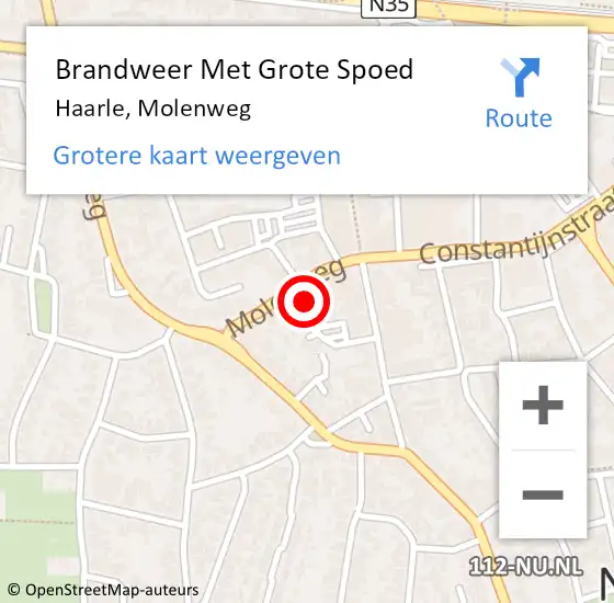 Locatie op kaart van de 112 melding: Brandweer Met Grote Spoed Naar Haarle, Molenweg op 30 oktober 2024 19:07