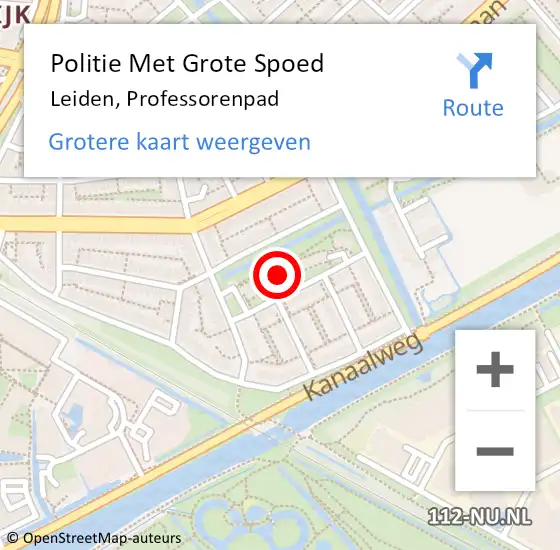 Locatie op kaart van de 112 melding: Politie Met Grote Spoed Naar Leiden, Professorenpad op 30 oktober 2024 19:09