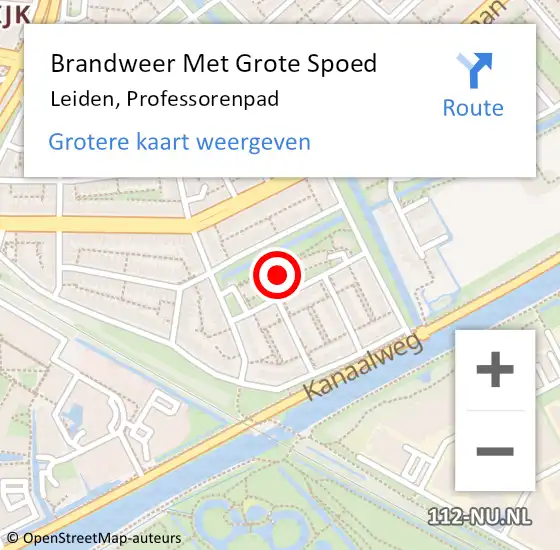 Locatie op kaart van de 112 melding: Brandweer Met Grote Spoed Naar Leiden, Professorenpad op 30 oktober 2024 19:09