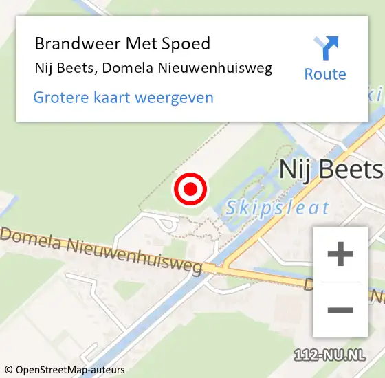 Locatie op kaart van de 112 melding: Brandweer Met Spoed Naar Nij Beets, Domela Nieuwenhuisweg op 30 oktober 2024 19:21