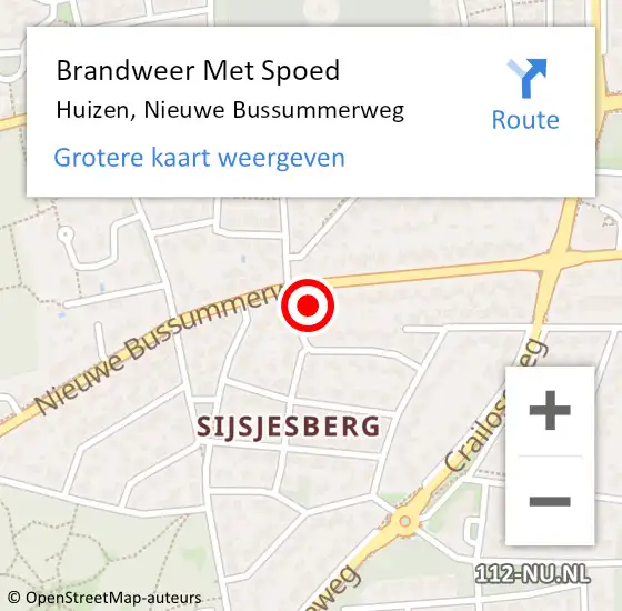 Locatie op kaart van de 112 melding: Brandweer Met Spoed Naar Huizen, Nieuwe Bussummerweg op 30 oktober 2024 19:24