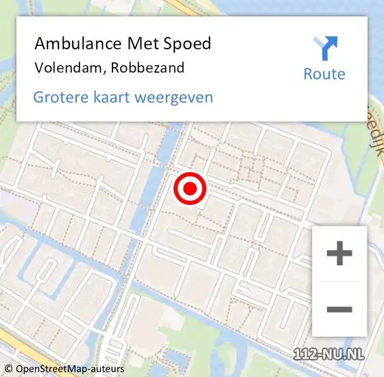 Locatie op kaart van de 112 melding: Ambulance Met Spoed Naar Volendam, Robbezand op 30 oktober 2024 19:30