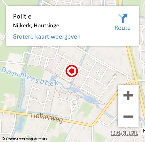 Locatie op kaart van de 112 melding: Politie Nijkerk, Houtsingel op 30 oktober 2024 19:38