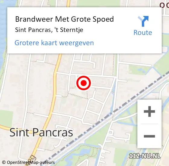 Locatie op kaart van de 112 melding: Brandweer Met Grote Spoed Naar Sint Pancras, 't Sterntje op 30 oktober 2024 19:57