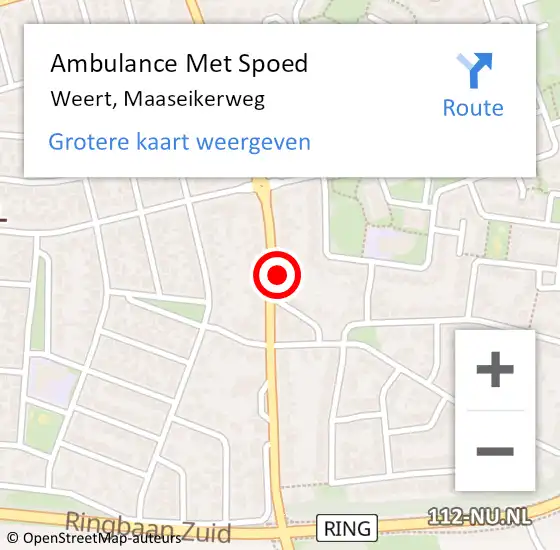 Locatie op kaart van de 112 melding: Ambulance Met Spoed Naar Weert, Maaseikerweg op 30 oktober 2024 19:59