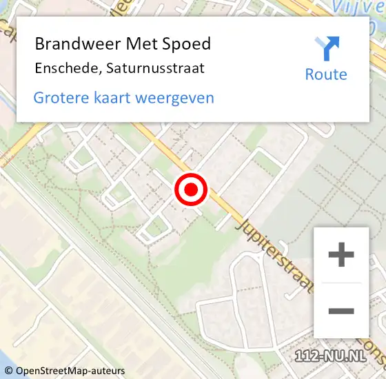 Locatie op kaart van de 112 melding: Brandweer Met Spoed Naar Enschede, Saturnusstraat op 30 oktober 2024 20:04