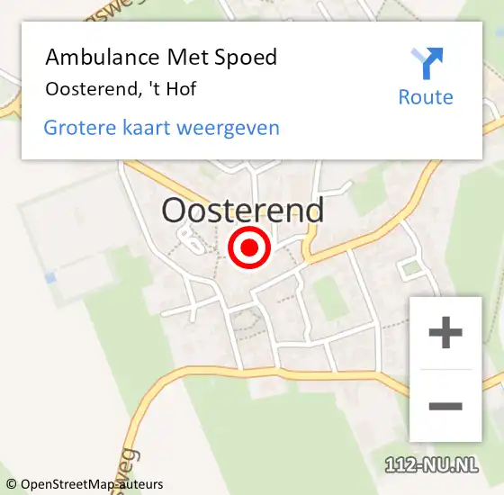 Locatie op kaart van de 112 melding: Ambulance Met Spoed Naar Oosterend, 't Hof op 30 oktober 2024 20:06