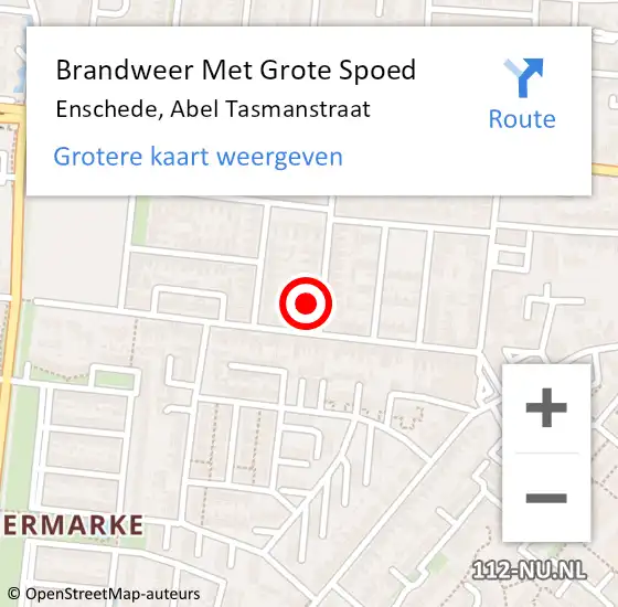 Locatie op kaart van de 112 melding: Brandweer Met Grote Spoed Naar Enschede, Abel Tasmanstraat op 30 oktober 2024 20:22