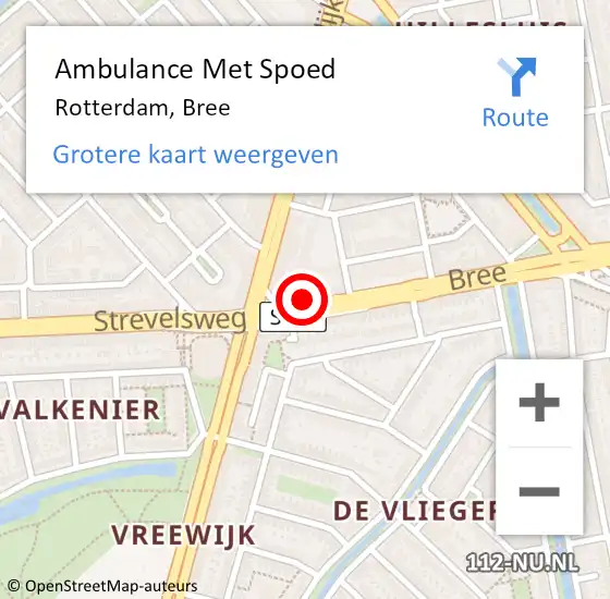 Locatie op kaart van de 112 melding: Ambulance Met Spoed Naar Rotterdam, Bree op 30 oktober 2024 20:26