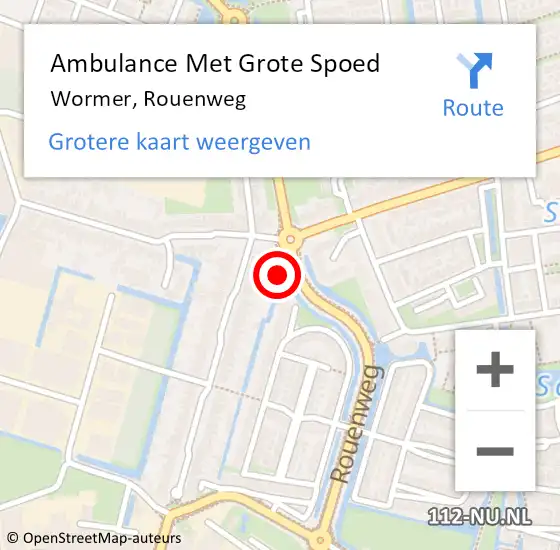 Locatie op kaart van de 112 melding: Ambulance Met Grote Spoed Naar Wormer, Rouenweg op 30 oktober 2024 20:39